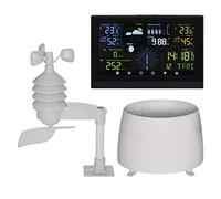 EMOS - Estación meteorológica inalámbrica profesional con sensor exterior - Pantalla táctil, medidor de viento y lluvia, pronóstico del tiempo, temperatura interior/exterior - Reloj controlado por