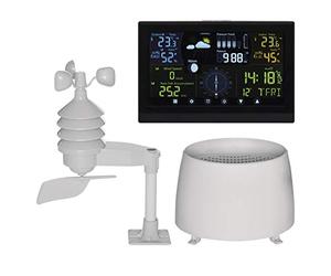 EMOS - Estación meteorológica inalámbrica profesional con sensor exterior - Pantalla táctil, medidor de viento y lluvia, pronóstico del tiempo, temperatura interior/exterior - Reloj controlado por