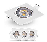 EMOS Exclusive Foco LED empotrable | Lámpara de techo orientable 50° LED Foco blanco cálido 3000K | Lote de 3 focos LED extra planos cuadrados de 5 vatios (5 W) / 450 lúmenes, blanco