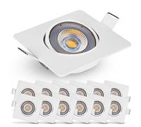EMOS Exclusive Focos LED Interior Techo 5W, 450lm | Ojos de Buey LED para Techo luz blanca cálida 3000k | Juego de 12 focos empotrables LED ultraplanos cuadrado pivotante en 50°, en color blanco