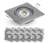 EMOS Exclusive Focos LED Interior Techo 5W, 450lm | Ojos de Buey LED para Techo luz blanca cálida 3000k | Juego de 12 focos empotrables LED ultraplanos cuadrado pivotante en 50°, en color plata