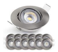 EMOS Exclusive Focos LED Interior Techo 5W, 450lm | Ojos de Buey LED para Techo luz blanca cálida 3000k | Juego de 12 focos empotrables LED ultraplanos redondos pivotante en 50° en color plata