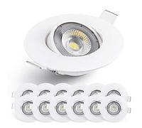 EMOS Exclusive Focos LED Interior Techo 5W, 450lm | Ojos de Buey LED para Techo Luz Blanca Fria 6500k | Juego de 12 focos empotrables LED ultraplanos redondos pivotante en 50° en color blanco