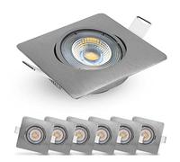 EMOS Exclusive Focos LED Interior Techo 5W, 450lm | Ojos de Buey para Techo Luz Blanca Cálida 3000k | Juego de 6 Empotrables Ultraplanos Cuadrados Pivotantes 50°, Color Plata