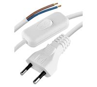 Emos Flexo de Cable de PVC 2 x 0,75 mm, 2 m, Color Blanco con Interruptor, KF de H1/s051e4