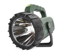 EMOS Foco LED de mano para exteriores con correa y soporte, superbrillante, 700 lm, alcance de 370 m, duración de 4 a 11 horas, IP43 impermeable, resistente a los golpes, 2 fuentes de luz separadas,