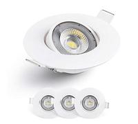 EMOS Foco LED empotrable 230 V, 5 W/450 lm, 50 ° orientable, techo LED empotrado, blanco neutro 4000 K, juego de 3 focos de techo para interior, extra plano, redondo, color plateado blanco