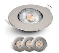 EMOS Foco LED empotrable regulable 230 V, 4,9 W/480 lm | 50 ° orientable, blanco cálido 2700 K | Juego de 3 focos de techo LED regulable para interior, techo LED empotrado, plateado cepillado