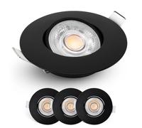 EMOS Foco LED empotrable regulable 230 V, 4,9 W/480 lm | 50 ° orientable, blanco cálido 2700 K | Juego de 3 focos de techo LED regulable para interior, techo LED empotrado, negro