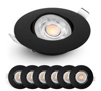 EMOS Foco LED empotrable regulable 230 V, 4,9 W/480 lm | 50 ° orientable, blanco cálido 2700 K | Juego de 6 focos de techo LED regulable para interior, techo LED empotrado, negro