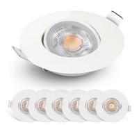 EMOS Focos LED Interior regulable 4,9W, 480lm | Ojos de Buey para Techo blanca cálida 2700k | Juego de 6 focos para uso interior, ultraplanos redondos 50° pivotante, color blanco