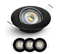 EMOS Focos LED Interior Techo 5W, 450lm | Ojos de Buey LED para Techo luz blanca neutro 4000k | Juego de 3 focos LED para uso interior, ultraplanos redondos 50° pivotante, color negro