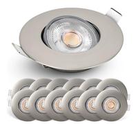 EMOS Focos LED Interior Techo regulable 4,9W, 480lm | Ojos de Buey LED para Techo blanca cálida 2700k | Juego de 12 focos LED para uso interior, ultraplanos redondos 50° pivotante, color plateado