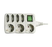Emos GES-002-3 Enchufe Multiple con Interruptor, Toma de 1.5m 4p Salida, a Prueba de Golpes, de Color Gris