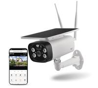 EMOS GoSmart - Cámara de vigilancia inalámbrica IP-600 Eye con WiFi y aplicación + Panel Solar, cámara IP Inteligente de 3 MP con batería, Compatible con Alexa, Google Assistant, sin Trampa de