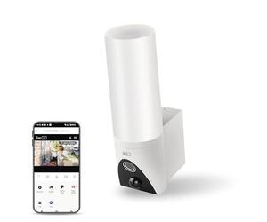 EMOS GoSmart - Cámara de vigilancia Inteligente para Exteriores con luz - Cámara IP WiFi giratoria de 3 MP con App - Visión Nocturna y Sirena - Compatible con Google Assistant y Alexa - Resistente al
