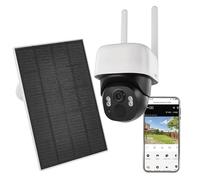 EMOS GoSmart - Cámara inteligente para exteriores con WiFi y panel solar, cámara de vigilancia con batería de 5 MP, gran angular de 135°, visión nocturna de 9 m, detección de movimiento, IP44