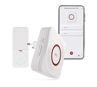 EMOS GoSmart Home - Kit de timbre inalámbrico con aplicación, WiFi, 52 melodías, alcance de 150 m, 4 niveles de volumen hasta 110 dB, batería incluida, color blanco