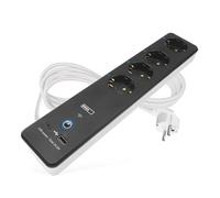 EMOS GoSmart - Regleta de 4 enchufes con WiFi y aplicación (2 m, 2 Puertos USB C, USB-A), Interruptor, vatímetro y Temporizador, Compatible con Alexa, Google Assistant