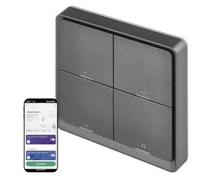 EMOS GoSmart Smart Home - Interruptor de escena portátil con pantalla LED y aplicación, ZigBee, funciona con pilas, 4 botones, 12 escenas, controla un número ilimitado de dispositivos inteligentes o