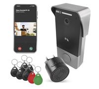 EMOS GoSmart - Timbre para Puerta con vídeo (conexión Ethernet de 1 Cable, Impermeable, cámara Full HD de 2 MP, Incluye Timbre, Fuente de alimentación, Chips RFID y Accesorios de Montaje