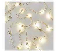 EMOS Guirnalda de estrellas doradas con 20 ledes, guirnalda decorativa con estrellas, 190 cm, función de temporizador de 6/18 horas, funciona con pilas (2 pilas AA), duración de la luz 10.000 h, IP20