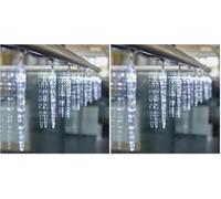 EMOS Guirnalda de luces LED de carámbanos, luz blanca fría, 135 cm, guirnalda de luces con 10, 6/18 h función de temporizador, funciona con pilas (2 pilas AA), duración de la luz 10.000, IP20 para