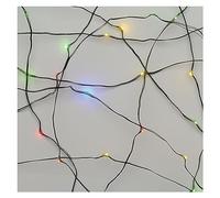 EMOS Guirnalda de luces LED multicolor para interior y exterior (IP44), 15 m de largo, para fiestas, Navidad, función de temporizador de 6 horas, fuente de alimentación y transformador, cable verde