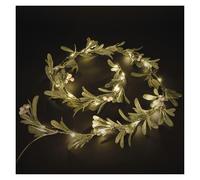 EMOS - Guirnalda LED de muérdago de 1,5 m - Guirnalda de muérdago con 25 LED, blanco cálido - Temporizador de 6/18h, funciona con pilas (3 x AA), cable de 25 cm - Vida útil: 10.000 horas - Para