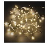 EMOS - Guirnalda LED de piedra de cristal de 120 cm - Piedras preciosas y 40 LED blanco cálido sobre alambre de clúster - Temporizador de 6/18h, cable de 30 cm, funciona con pilas (3 x AA) - Vida útil