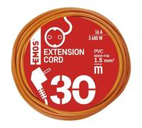 EMOS H05VV-F3G Alargador de Corriente para Interior, Schuko, IP20, 1,5 mm2, 30 m