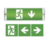 EMOS Iluminación LED de emergencia, luz de salida de emergencia de hasta 3 horas, luz de escape con botón de prueba manual, incluye pilas, luz de emergencia para montaje en pared, luz continua, salida