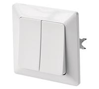EMOS Interruptor de serie en color blanco (brillante), doble conmutador para escaleras, 250 V ~/10 AX, interruptor basculante de plástico, sin caja empotrada, clase de protección IP20 para interior
