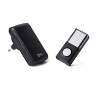 EMOS Juego de timbre inalámbrico, receptor de enchufe y botón impermeable con batería, 36 melodías, alcance inalámbrico de 150 m, 4 volúmenes ajustables de hasta 85 dB, botón adicional