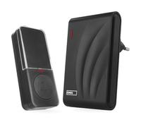 EMOS Kit de timbre inalámbrico, alcance inalámbrico de 150 m, 10 melodías | AC - Timbre inalámbrico (botón impermeable, batería incluida, 5 niveles de volumen, señalización LED, botón adicional)