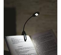 EMOS - Lámpara de lectura LED - Clip de fijación - 10 lm, máx. 7 m - 2 modos de iluminación - 35 horas - Funciona con pilas (AAA Micro) - Para interiores y exteriores - negro