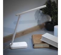 EMOS Lámpara de mesa LED AMY 5 W, brillo 200 lm, batería de iones de litio de 800 mAh, duración de 35 horas, diseño de piel, soporte para teléfono móvil, regulable, color de luz ajustable (3000 - 6500