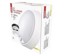 EMOS Lámpara LED de pared y techo con detector de movimiento, redonda, IP54, impermeable, 14 W, para balcón, sótano, garaje, exterior, 1000 lm, blanco cálido 3000K, 21,5 cm, ZM3131