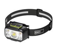 EMOS - Linterna frontal LED con doble fuente de alimentación - 7 modos de luz, hasta 550 lm, alcance de 110 m, cono de luz de 30°/60° - recargable, compatible con Li-Pol y AAA, cable USB C