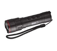 EMOS Linterna LED de metal impermeable con correa de mano, IP44 ultraligera, lámpara de mano enfocable con 3 modos de luz, brillo 330 lm, alcance de iluminación de 120 m, tiempo de funcionamiento
