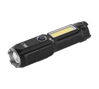 EMOS Linterna LED recargable para exterior, foco de luz, flujo luminoso de 150 lúmenes, alcance de 150 m, batería de 1200 mAh, 4,5 horas de uso, IP44 impermeable, incluye cable de carga USB