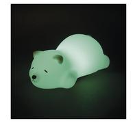 EMOS - Luz nocturna recargable de oso polar - Lámpara infantil recargable con oso dormido - 3 modos de luz, blanco cálido/multicolor - Temporizador de 30 minutos - 1200 mAh Li-Ion, incluye cable de