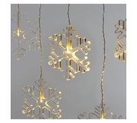 EMOS Mini cortina de luz con 8 copos de nieve, con diseño de invierno, guirnalda de luces LED de color blanco cálido, 84 cm + fuente de alimentación, vida útil de la luz de 10.000 horas, IP44 para