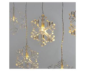 EMOS Mini cortina de luz con 8 copos de nieve, con diseño de invierno, guirnalda de luces LED de color blanco cálido, 84 cm + fuente de alimentación, vida útil de la luz de 10.000 horas, IP44 para