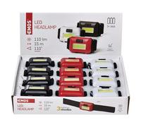 EMOS Mini linterna LED para la cabeza (12 unidades, ideal para niños, 40 horas de duración, COB LED, 110 lm, alcance de 15 m y 3 modos de luz, funciona con pilas)