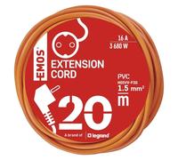 EMOS P01220R H05VV-F3G, Alargador de Corriente para Interior, Schuko, IP20, 1,5 mm², protección Infantil, 20 m