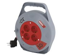 EMOS P19510 Tambor para Cables (10 m, 4 enchufes, 2300 W, Interruptor térmico), 230 V, Gris/Rojo