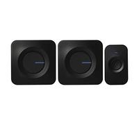 EMOS P5730 inalámbrico, Juego de Timbre con pulsador y 2 receptores, 52 melodías, Alcance de 180 m, 5 Niveles de Volumen hasta 90 dB, Funciona con Pilas, Blanco