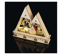 EMOS Paisaje invernal de madera, decoración navideña luminosa con LED, mágicos motivos de montaña y bosque, funciona con pilas (2 pilas AA no incluidas), blanco cálido, para interiores