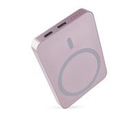 EMOS - Powerbank 5 000 mAh WI 522 con imán - Batería Externa magnética con passthrough y Carga inalámbrica - Salida USB-C incluida Cable de Datos USB - para iPhone, iPad, Relojes Inteligentes - Rosa